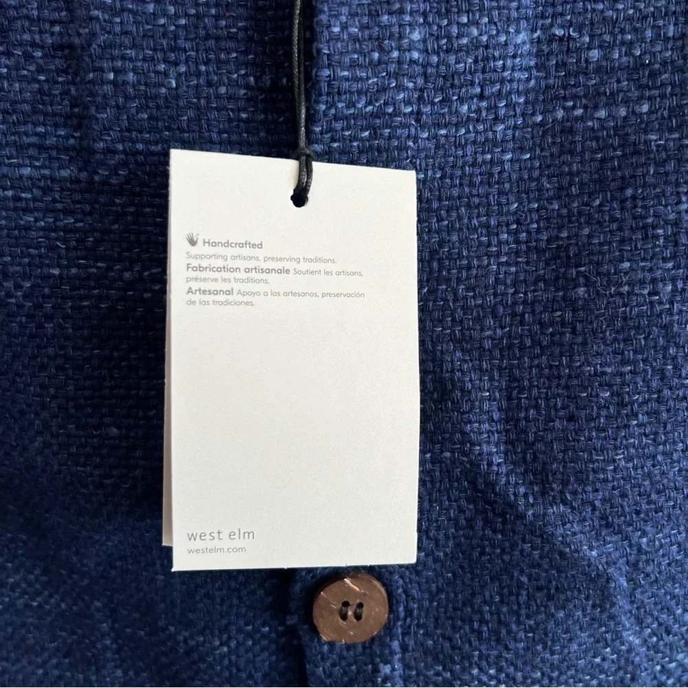West‎ Elm NWT Silk Cotton Buttons Navy Blue Nightshade Throw Pillow Cover Sham